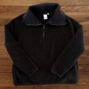 ELLE Oversized Sherpa Style Size Up Heavy Weight Black Teddy Jacket Size Large